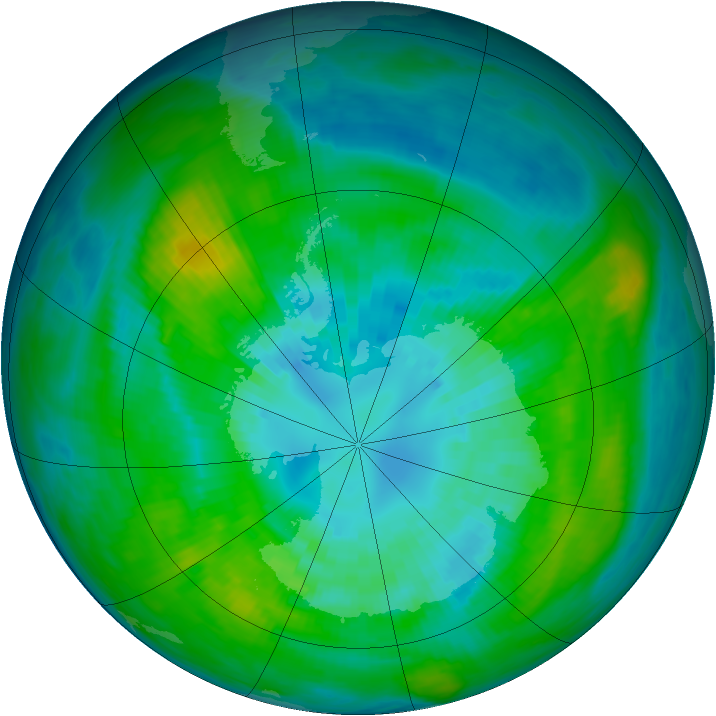 Antarctic ozone map for 03 April 1980